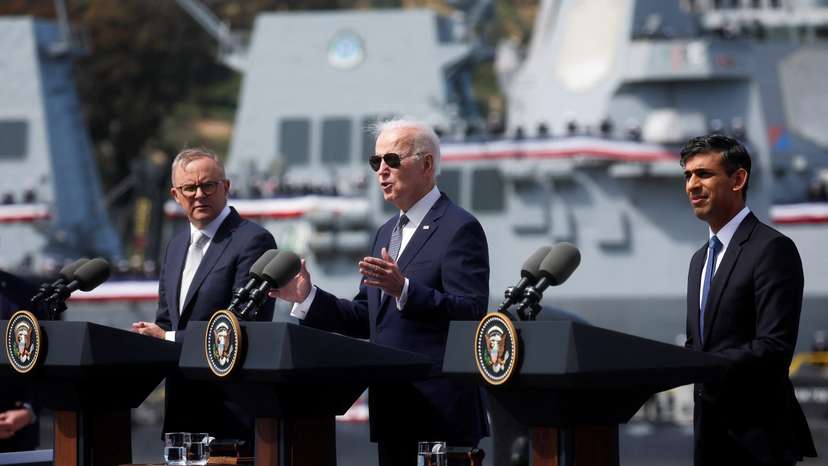 U.S. President Biden meets with Australian PM Albanese and British PM Sunak at Naval Base Point Loma in San Diego