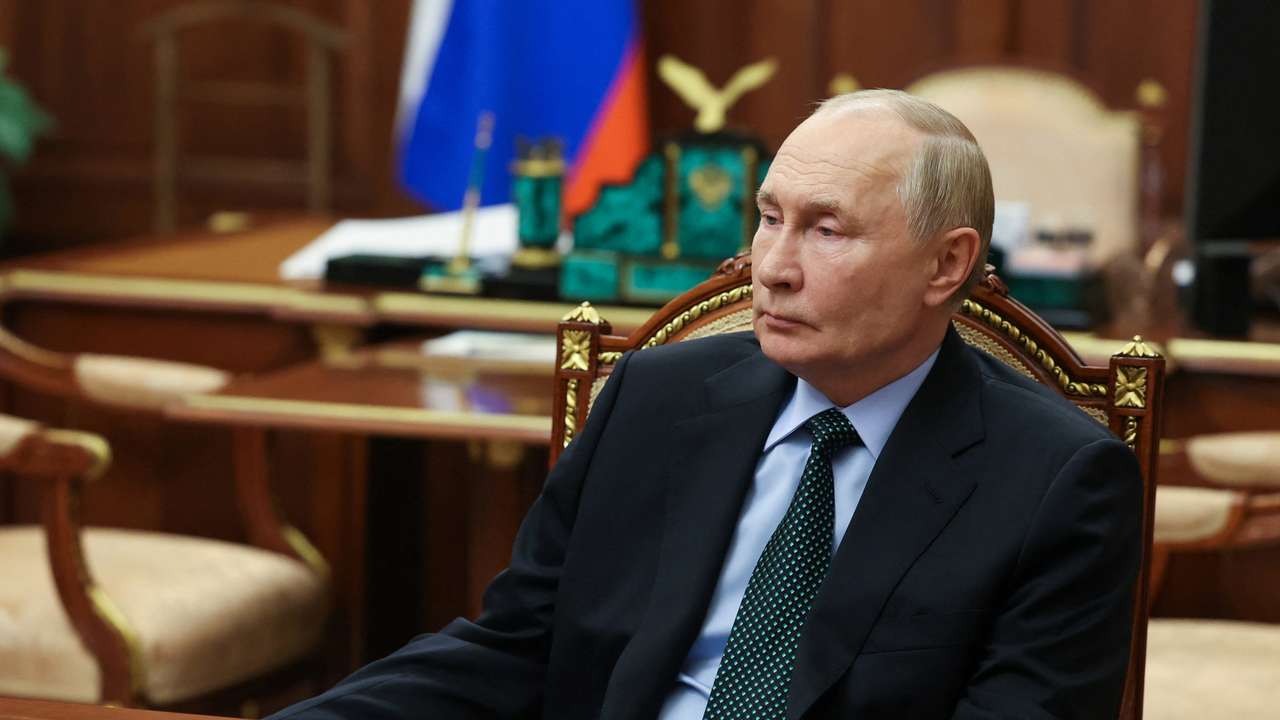 Russian President Vladimir Putin meets with Yevgeny Balitsky, Moscow-installed governor of the Russian-controlled parts of Ukraine's Zaporizhzhia region, in Moscow
