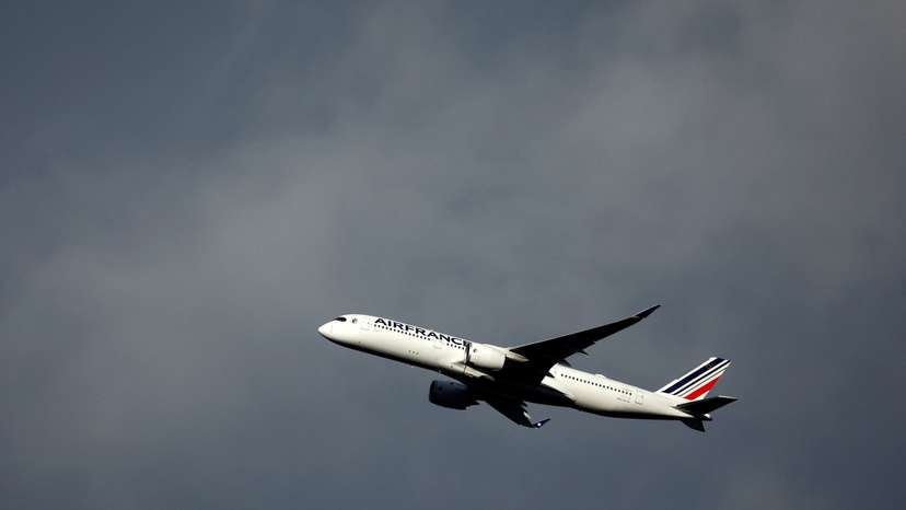 An Air France Airbus A350-900 airplane near the Paris Charles de Gaulle airport