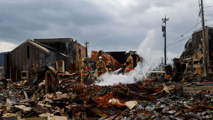 Aftermath of an earthquake, in Wajima