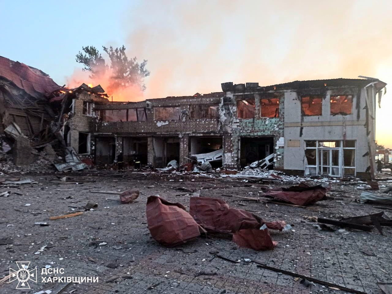 Aftermath of a Russian drone attack in Kharkiv region