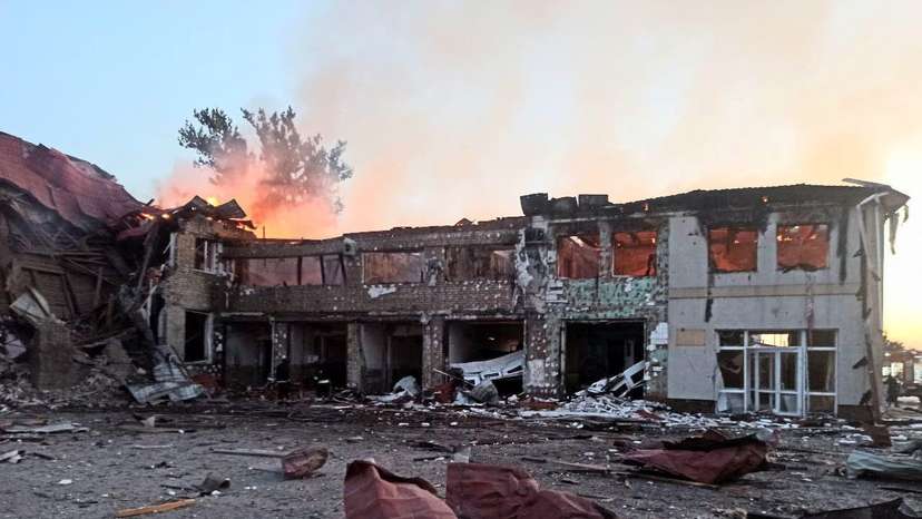 Aftermath of a Russian drone attack in Kharkiv region