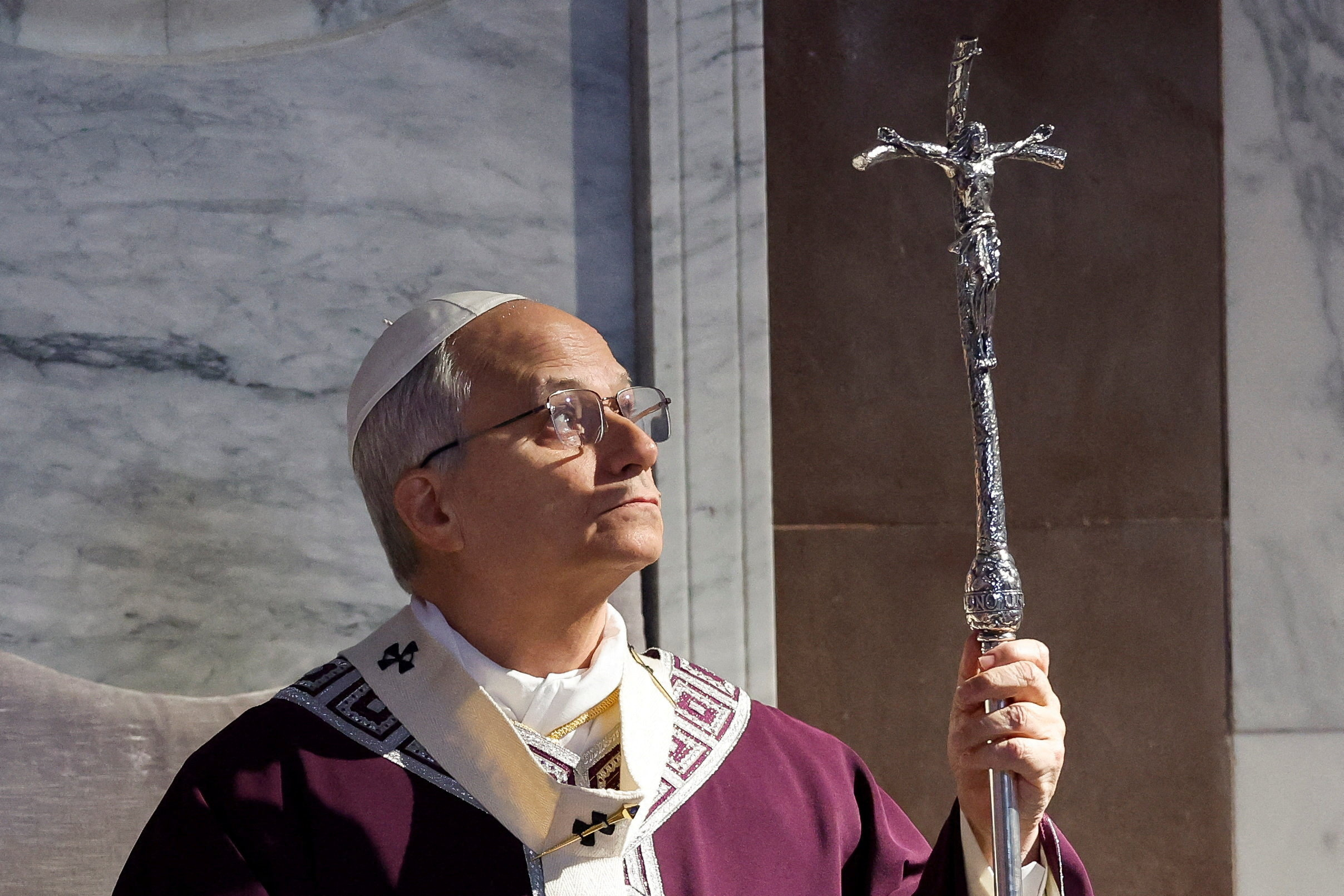 Pope Leo XIV attends the Ash Wednesday Mass at the Santa Sabina Basilica in Rome