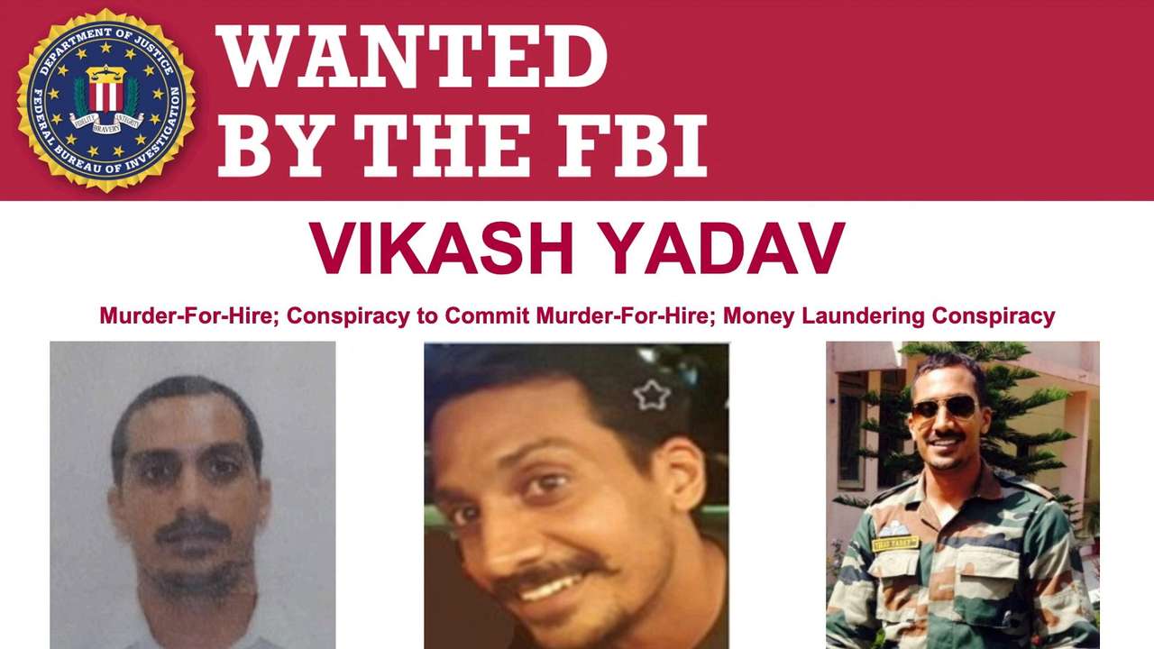 FBI poster for wanted former Indian intelligence officer Vikash Yadav