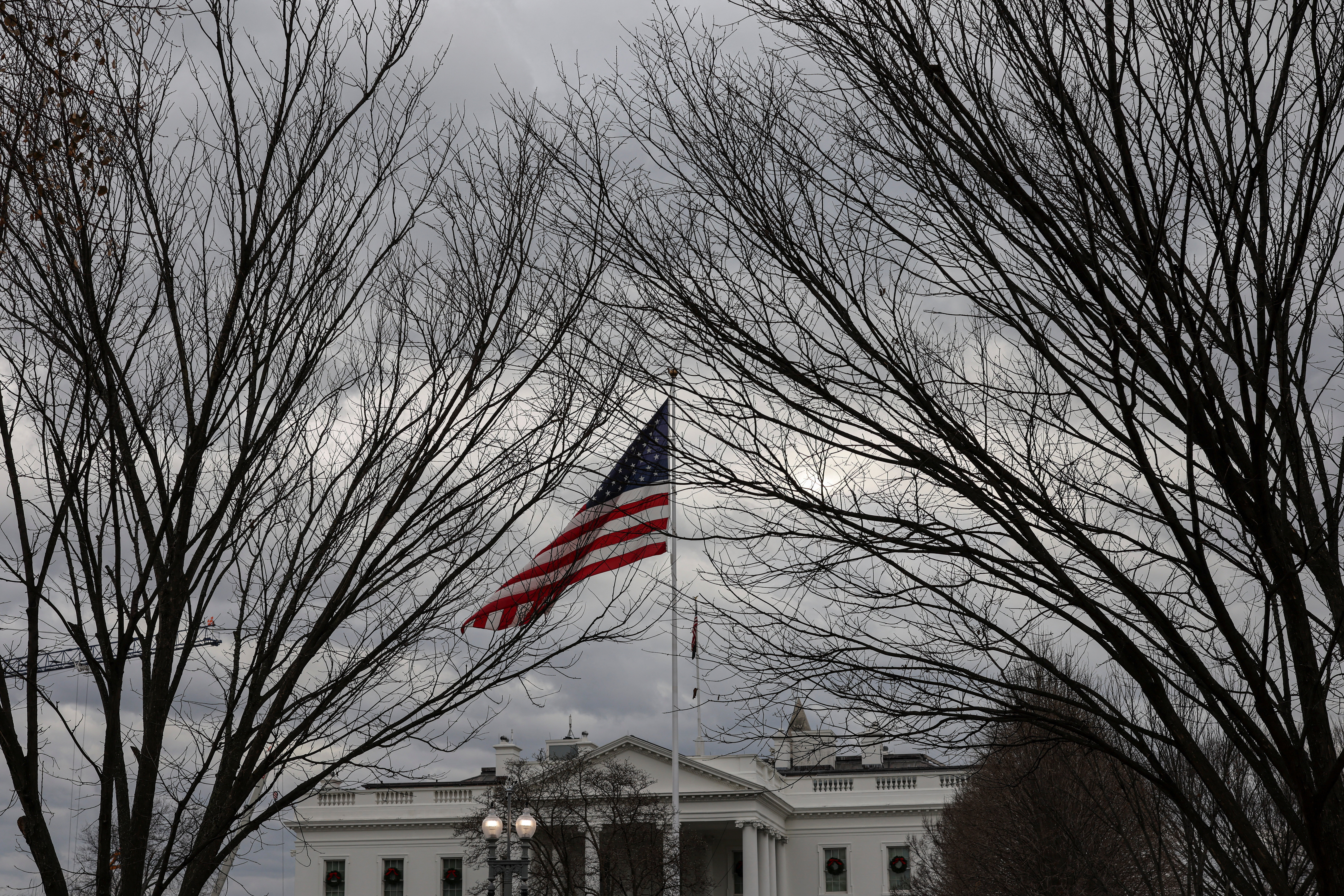 A general view shows the White House on a cloudy day, in Washington, D.C.