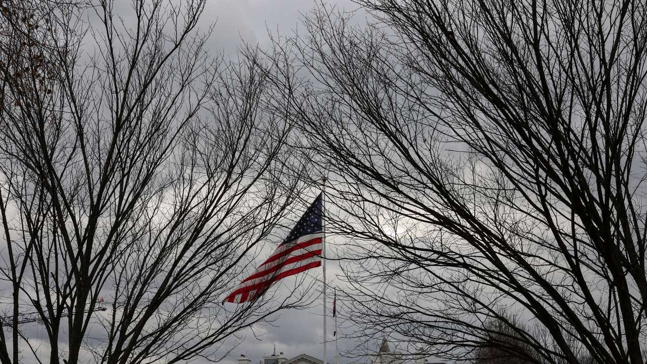 A general view shows the White House on a cloudy day, in Washington, D.C.