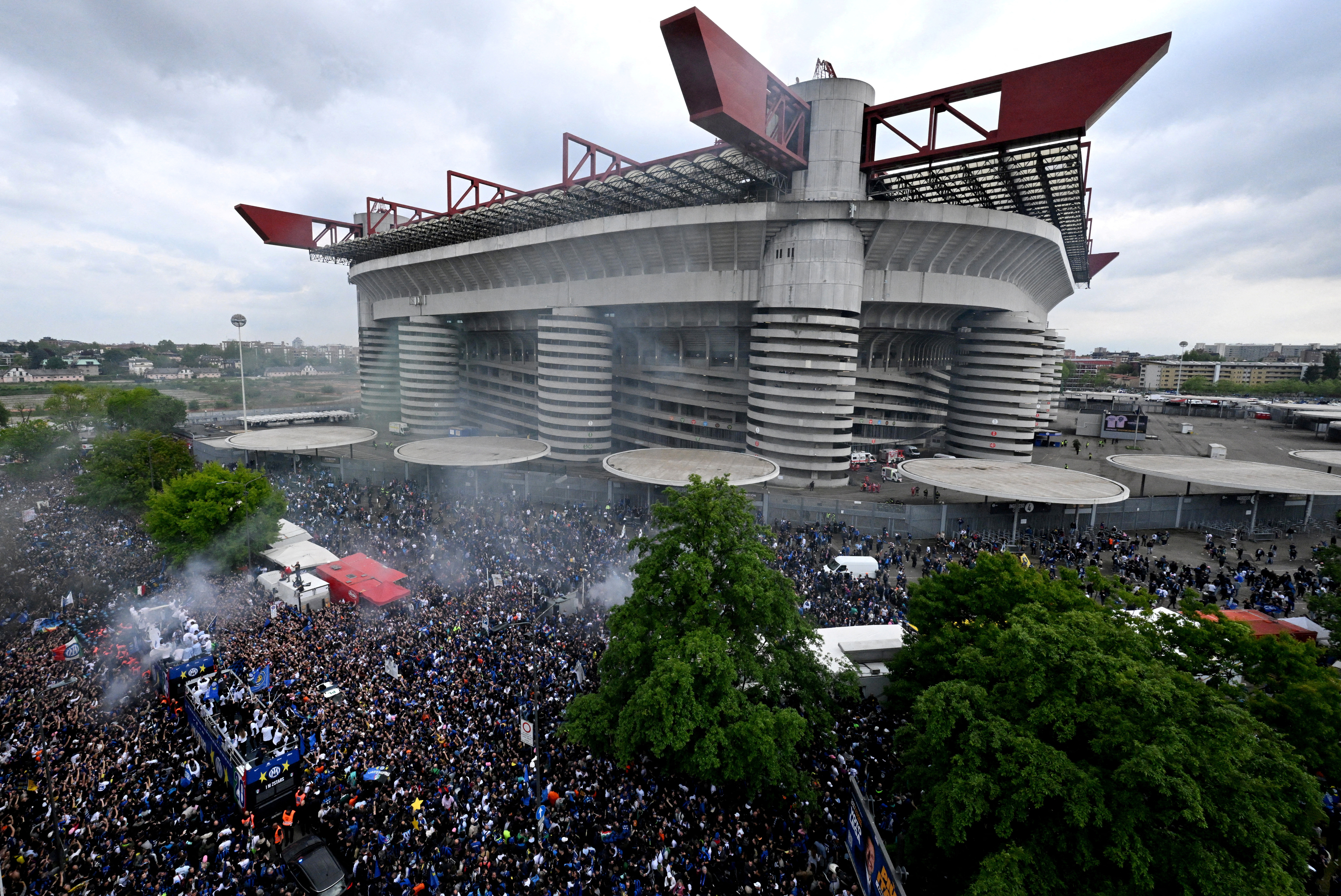 FILE PHOTO: Serie A - Inter Milan celebrate winning Serie A