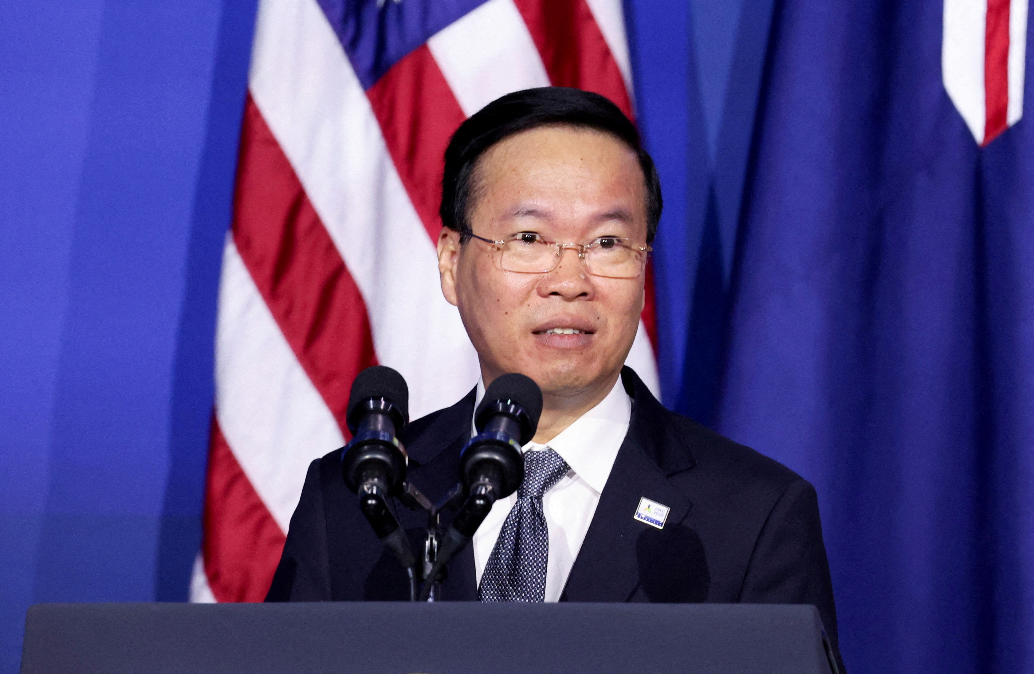 FILE PHOTO: Vietnam's President Vo Van Thuong speaks as he attends the Indo-Pacific Economic Framework (IPEF) Leaders event