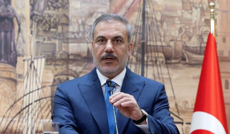 FILE PHOTO: Turkey's FM Fidan talks during a news conference in Istanbul