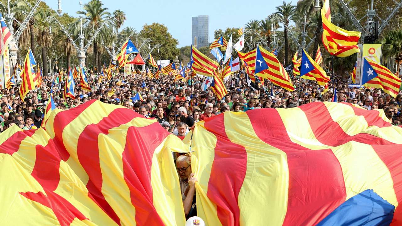 FILE PHOTO: Demonstration on Catalonia's national day 'LaDiada', in Barcelona