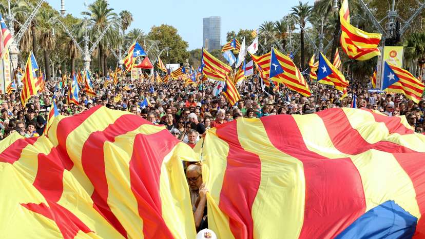 FILE PHOTO: Demonstration on Catalonia's national day 'LaDiada', in Barcelona