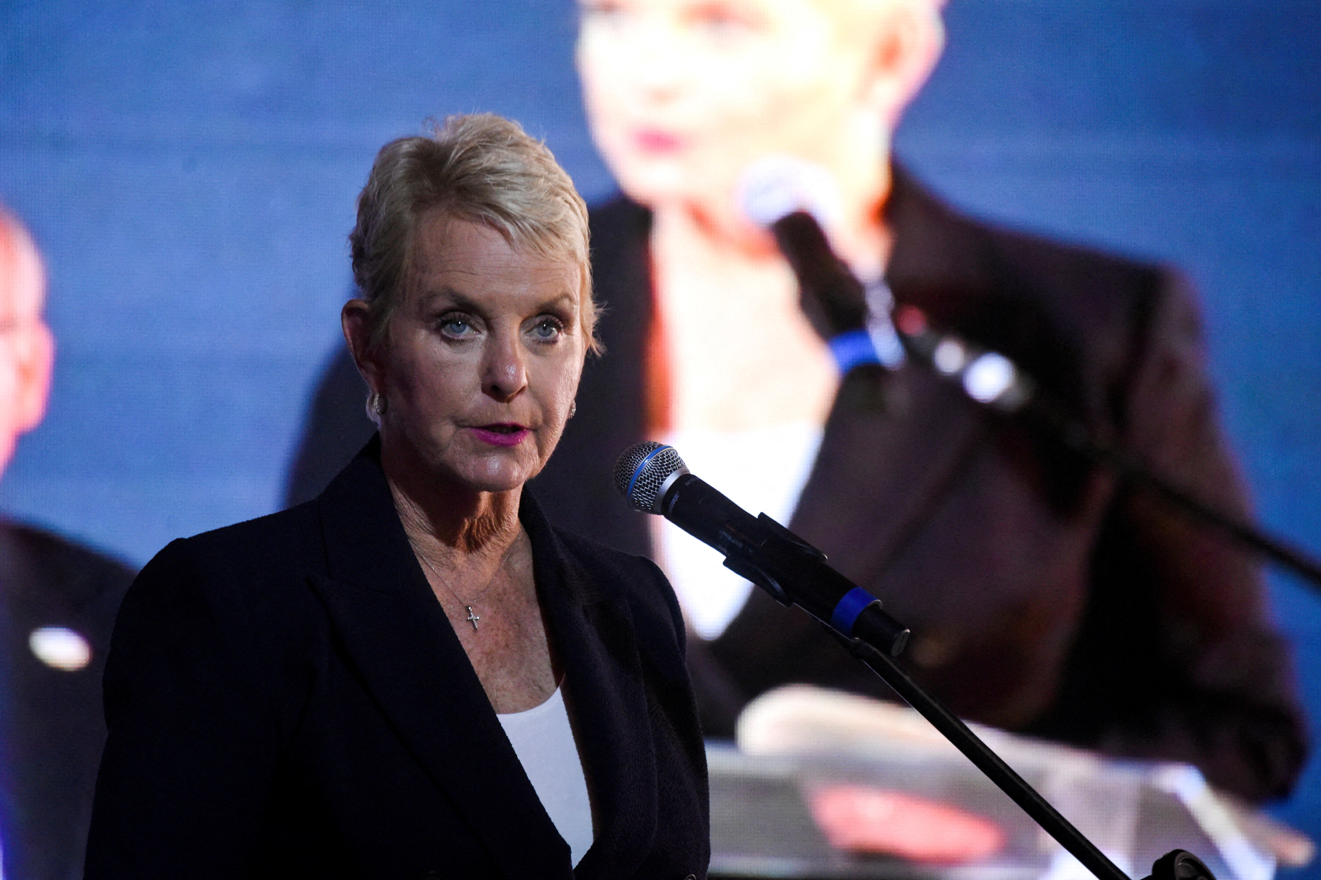 FILE PHOTO: Cindy McCain, executive director of the World Food Programme, speaks at a G20 event in Rio de Janeiro