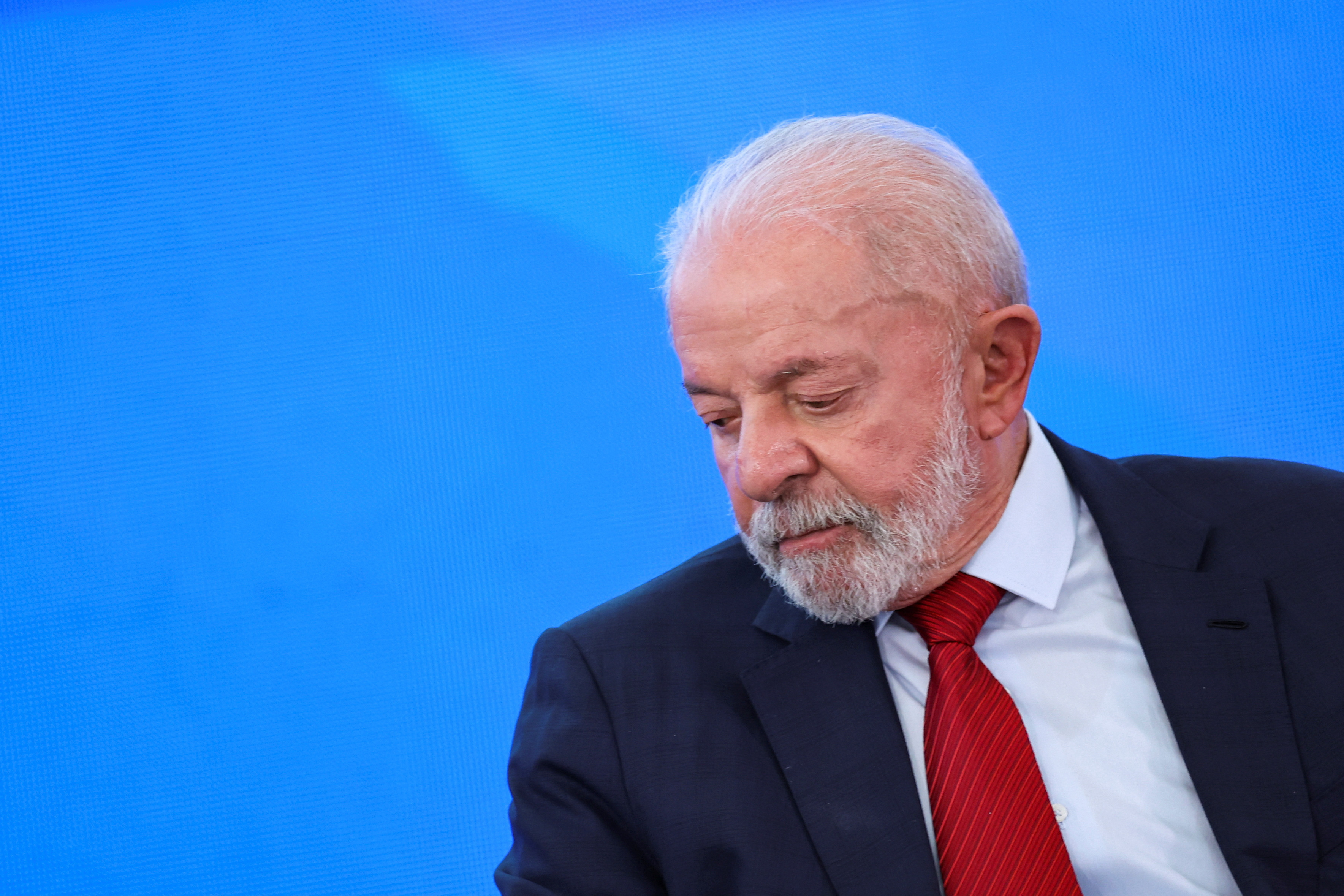 Brazil's President Luiz Inacio Lula da Silva attends a ceremony at the Planalto Palace in Brasilia