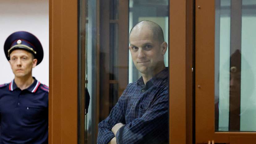 FILE PHOTO: U.S. reporter Gershkovich stands trial in Russia