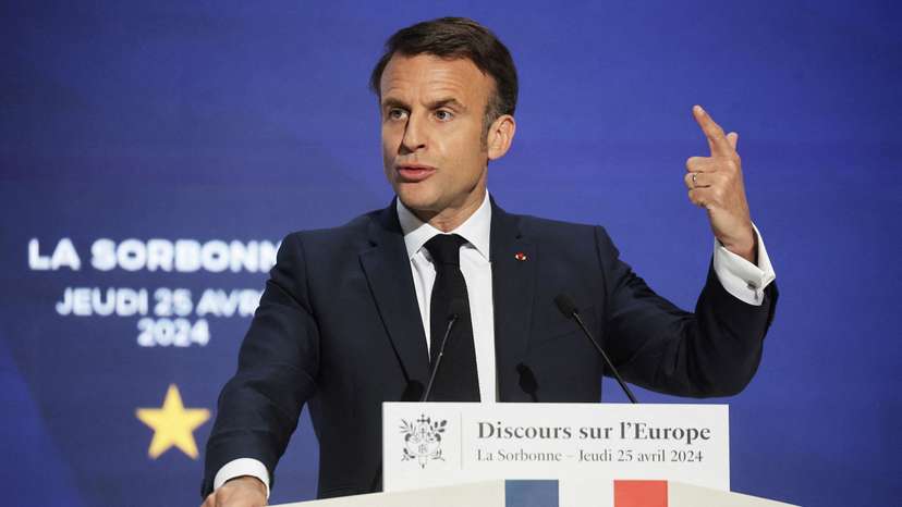 French President Emmanuel Macron holds speech on Europe's future at la Sorbonne