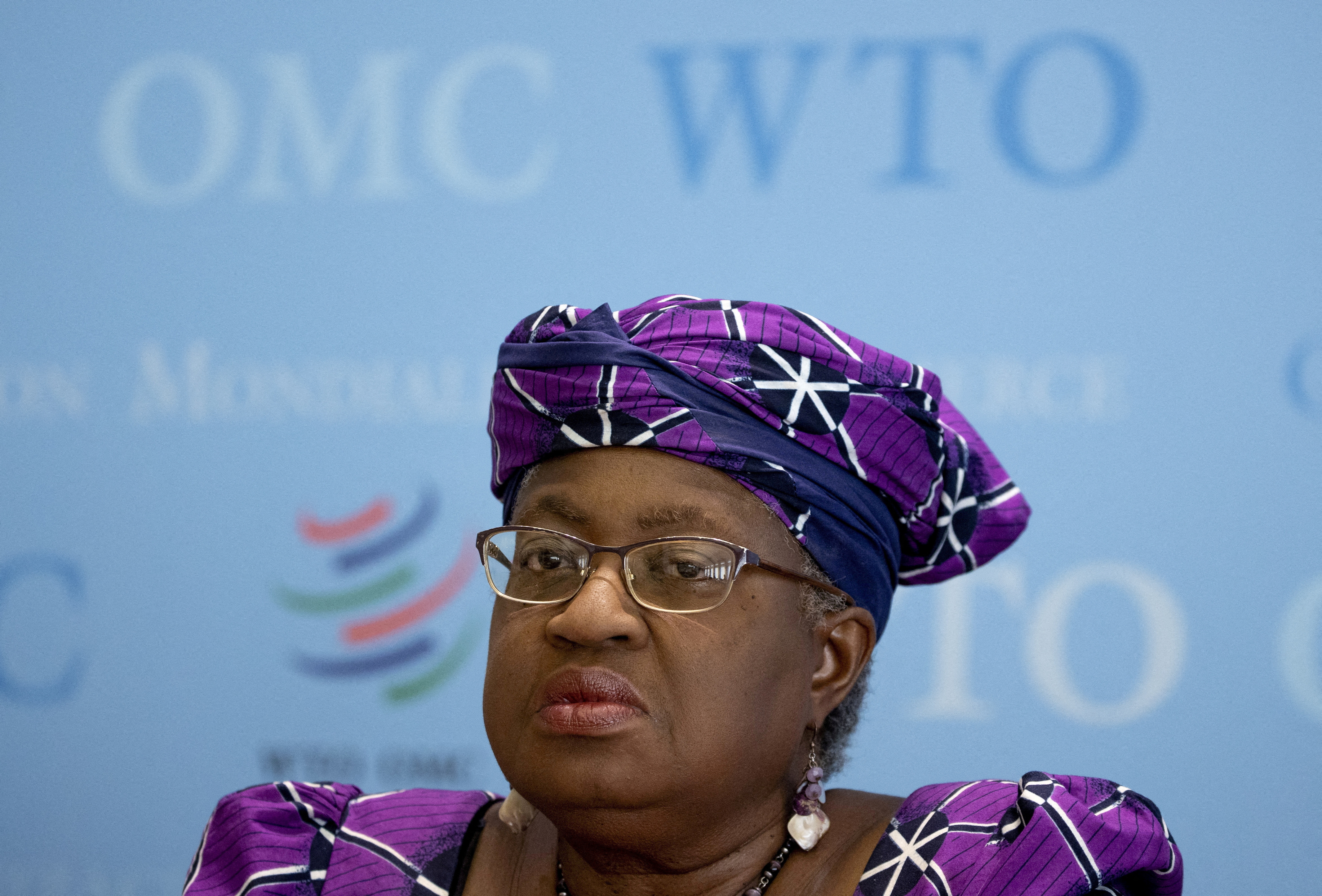 FILE PHOTO: WTO Director-General Ngozi Okonjo-Iweala attends a news conference in Geneva