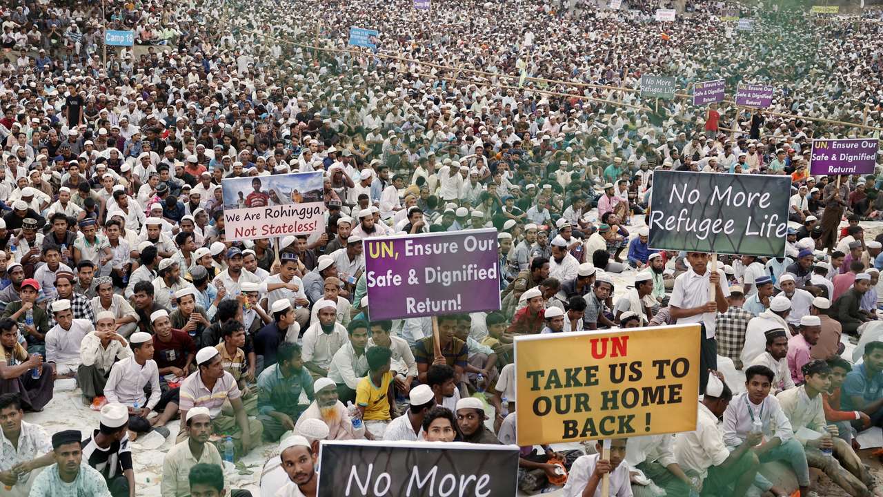 Rohingya refugees attend Ramadan Solidarity Iftar at the Rohingya refugee camp in Cox's Bazar