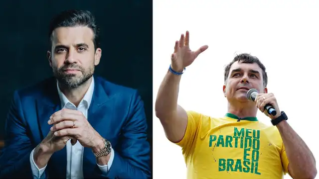 O ex-coach Pablo Marçal e o presidenciável Flávio Bolsonaro (PL)