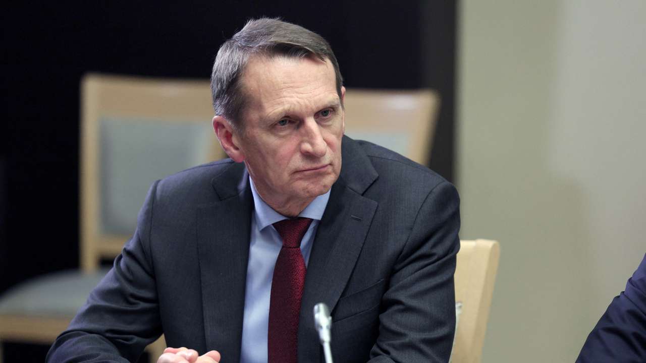 Russian Foreign Intelligence Service (SVR) Director Sergey Naryshkin attends a meeting of members of Security Council and the government and the heads of law enforcement agencies, outside Moscow