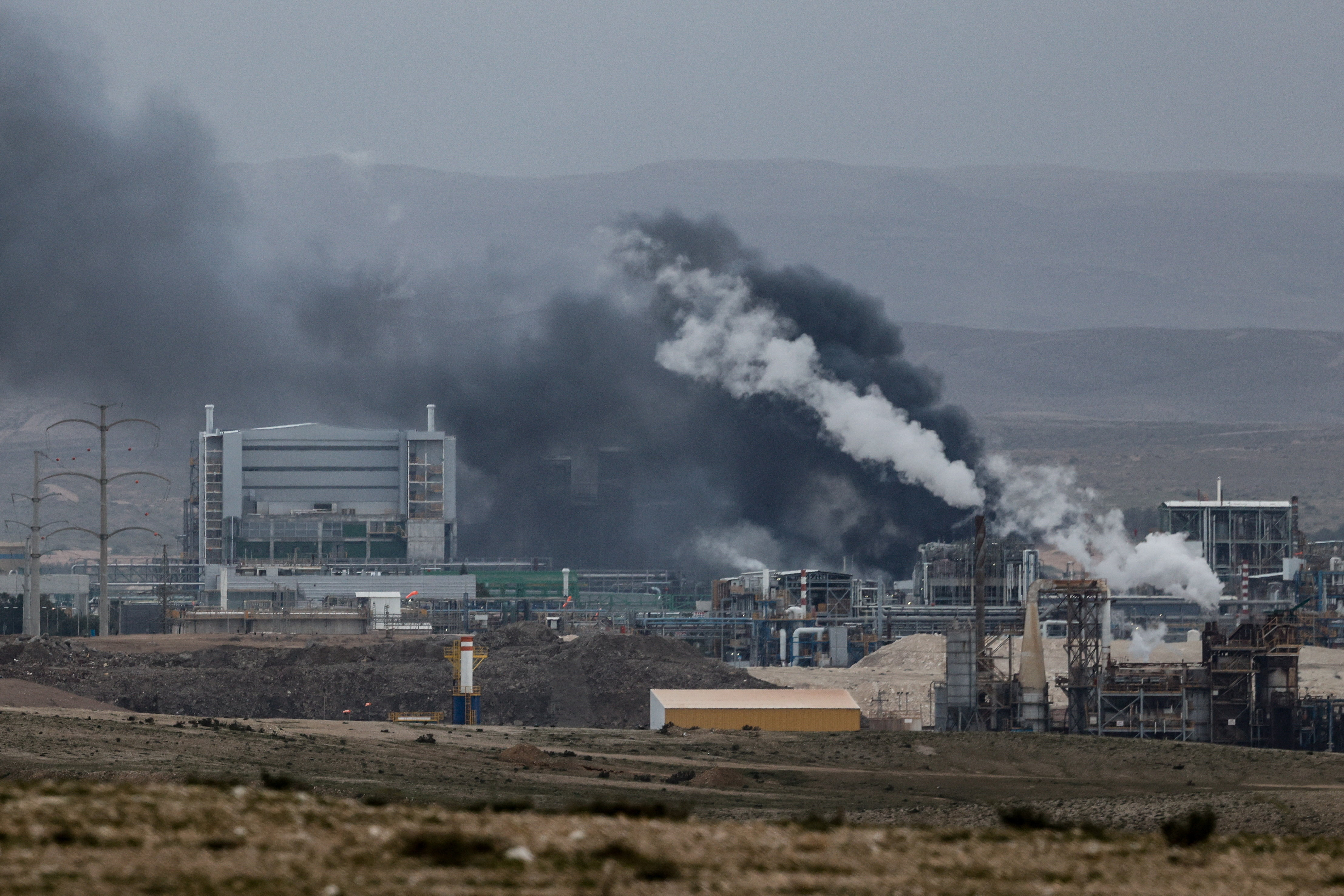 Smoke rises following an Iranian missile strike, in Southern Israel