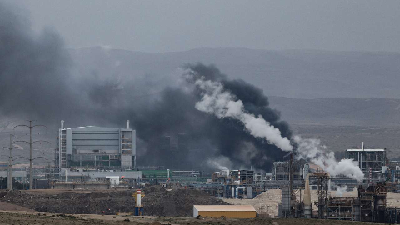 Smoke rises following an Iranian missile strike, in Southern Israel