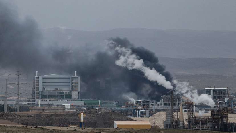 Smoke rises following an Iranian missile strike, in Southern Israel