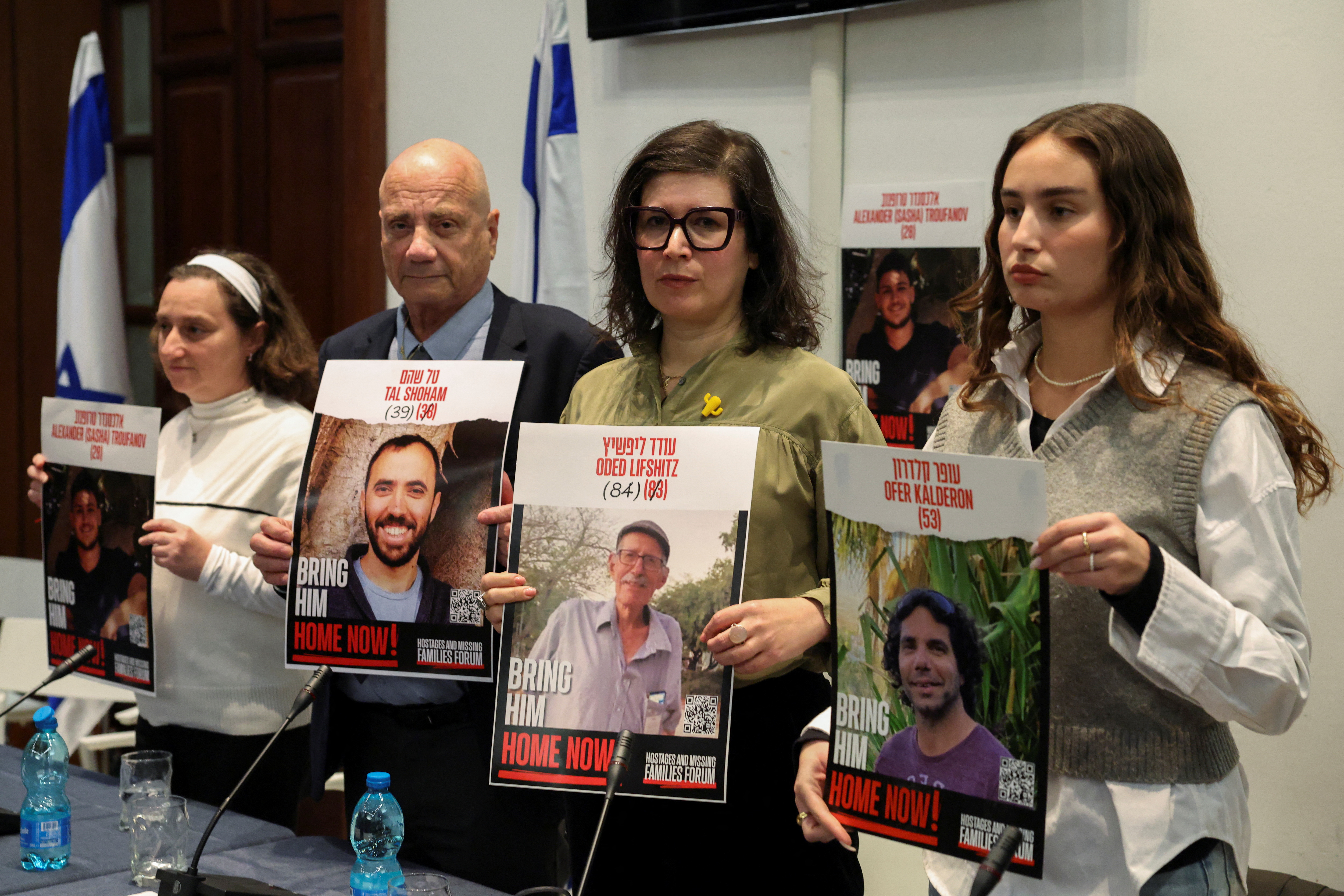 A delegation of Israeli hostages released by Hamas holds press conference