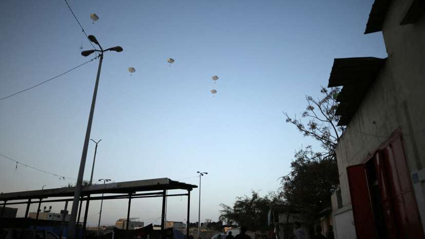 U.S. military carry out its first aid over Gaza, amid the ongoing the conflict between Israel and the Palestinian Islamist group Hamas, in Gaza City