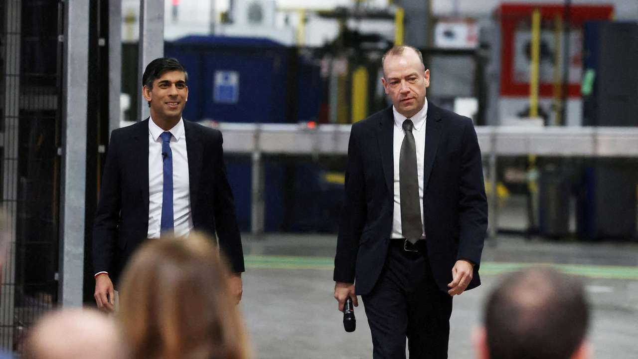 British PM Rishi Sunak heads meets Belfast businesses, in Northern Ireland