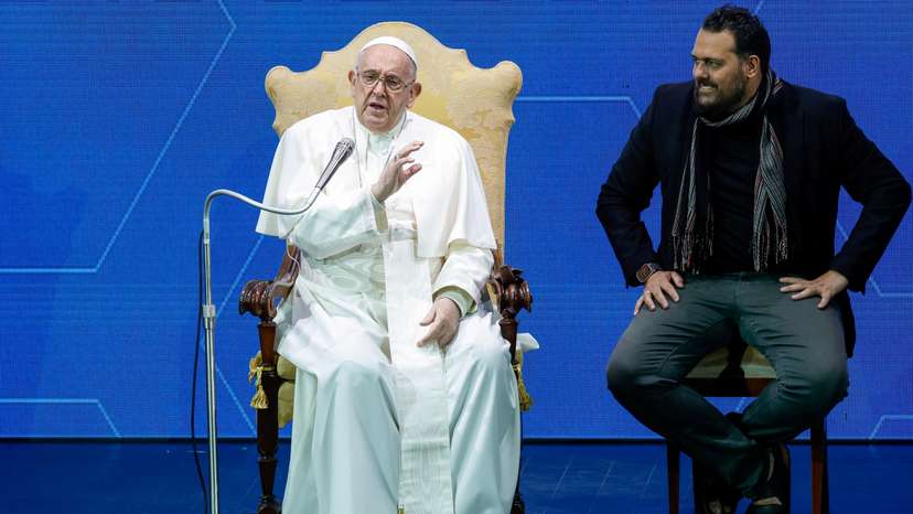 Pope Francis attends a conference on Italy's demographic crisis, in Rome