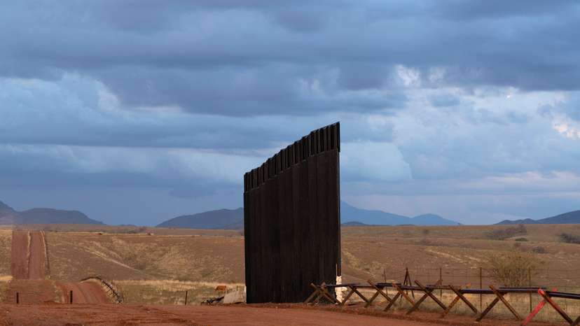 FILE PHOTO: A new section of border wall stands in Arizona's San Rafael Valley in Santa Cruz County