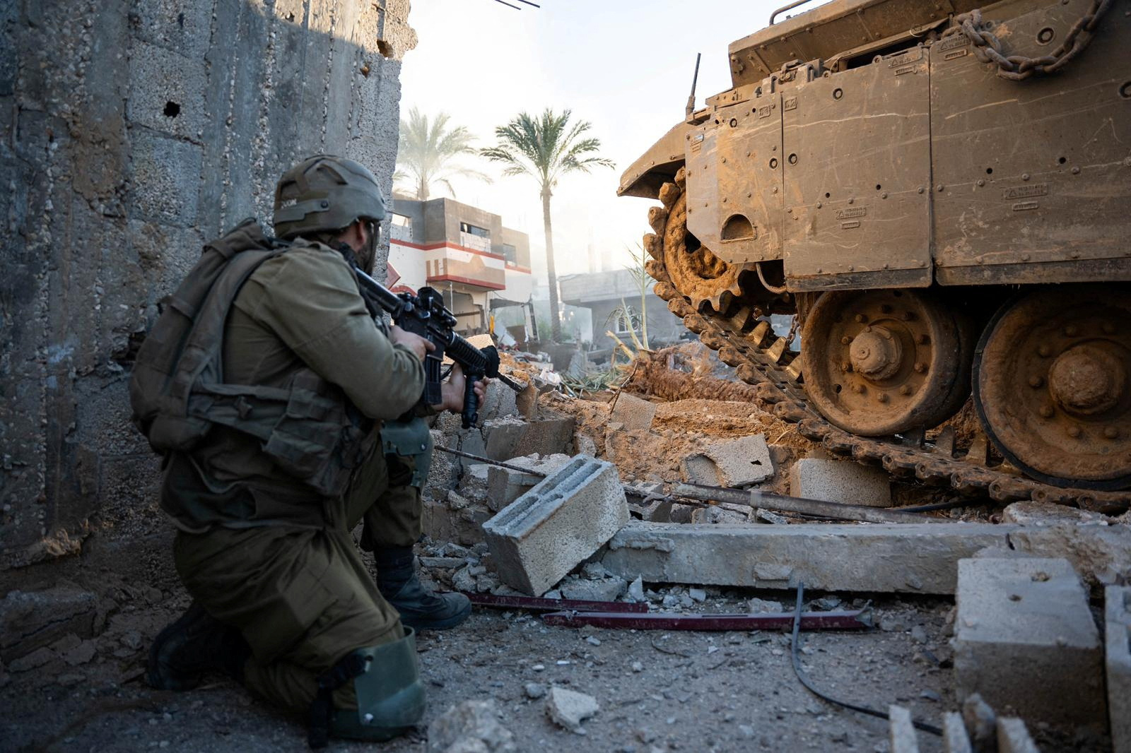 An Israeli soldier operates in the Gaza Strip