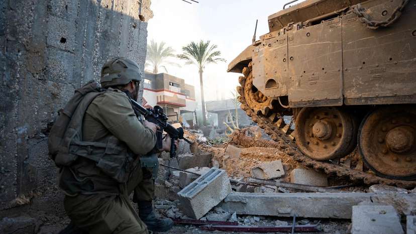 An Israeli soldier operates in the Gaza Strip