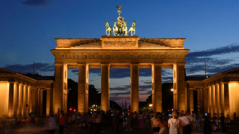 FILE PHOTO: Facade lighting of landmarks in Berlin