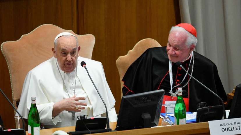 Pope Francis speaks during the international conference "Man-Woman: Image of God. Towards an Anthropology of Vocations\