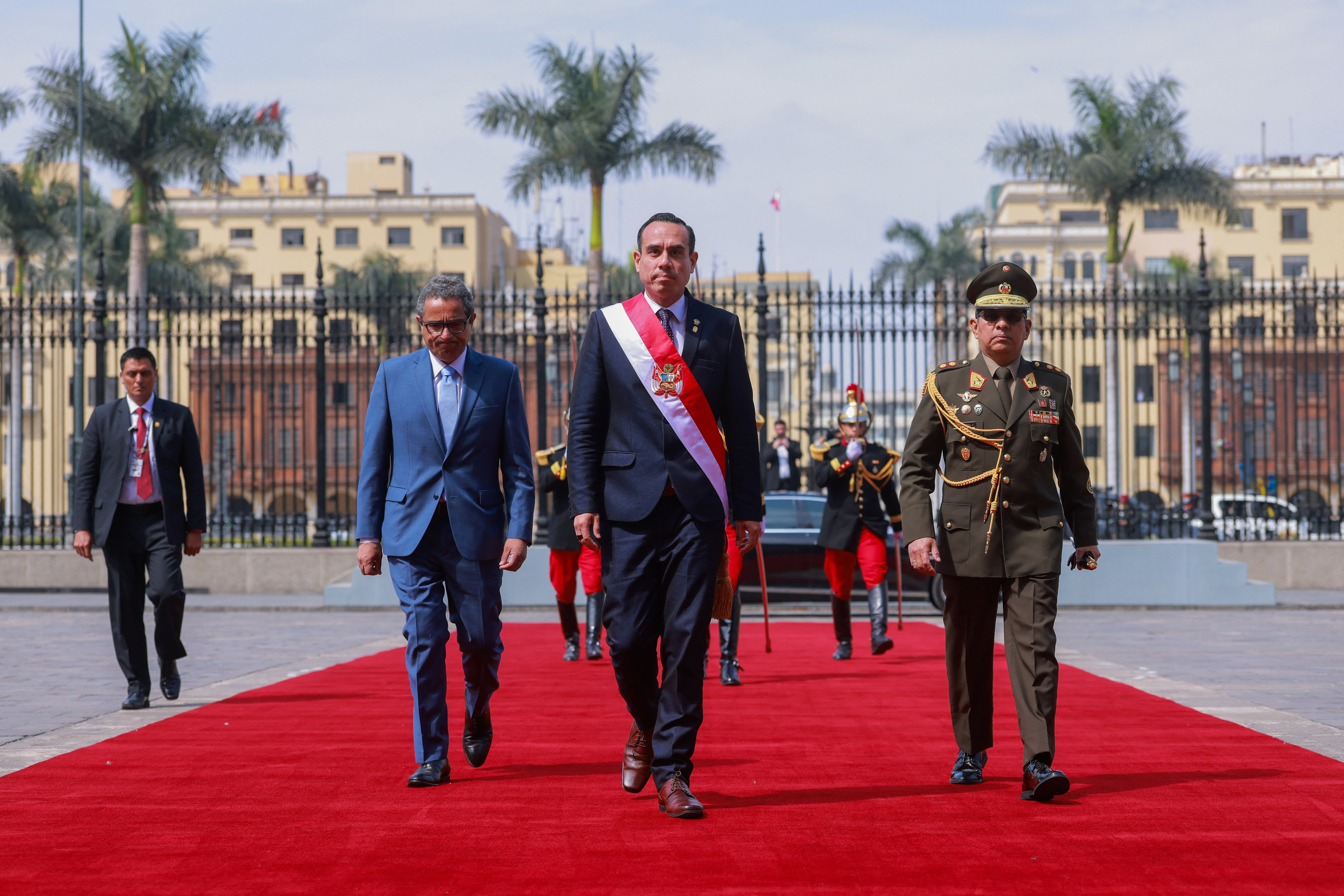 Peru's new President Jose Jeri arrives at the presidential palace following his swearing-in ceremony in Congress, in Lima