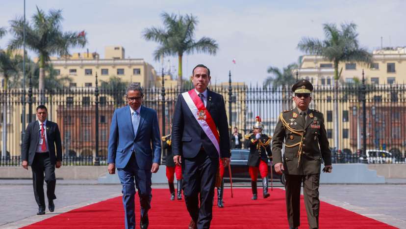Peru's new President Jose Jeri arrives at the presidential palace following his swearing-in ceremony in Congress, in Lima