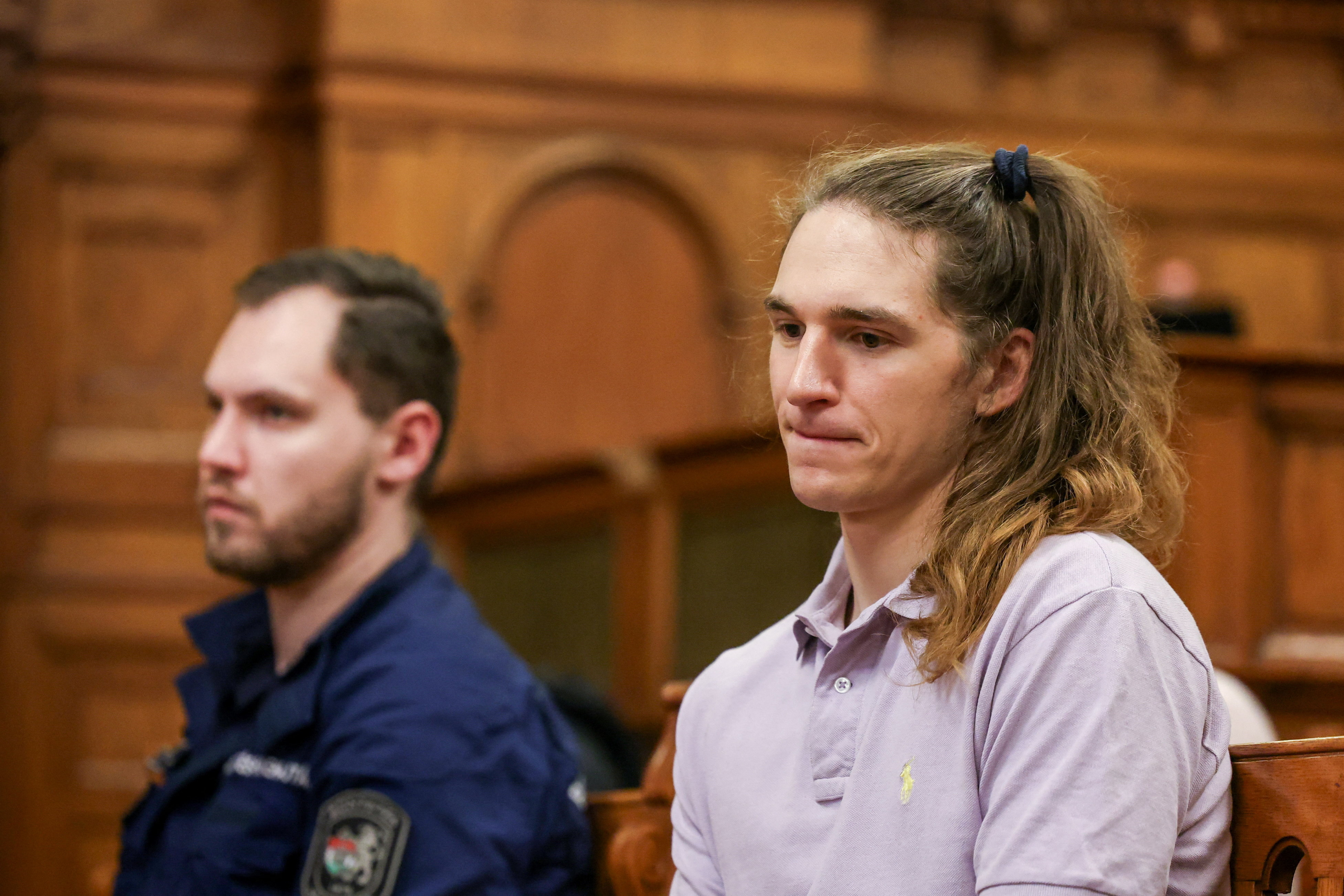 German left-wing activist, Maja T. appears at a court, in Budapest