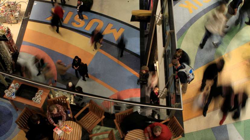 FILE PHOTO: People walk in Alexa shopping centre as Christmas shopping season starts in Berlin