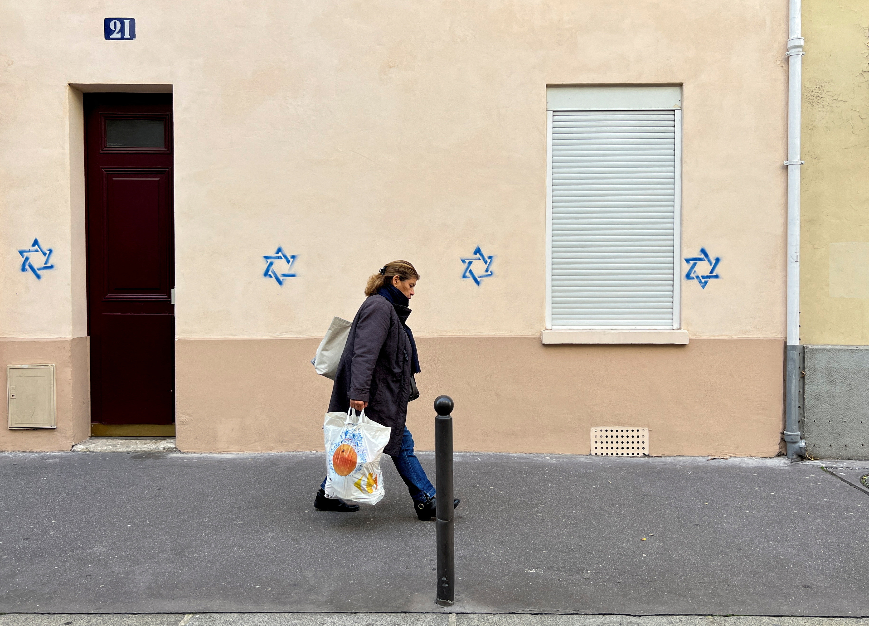 FILE PHOTO: Paris buildings tagged with Stars of David