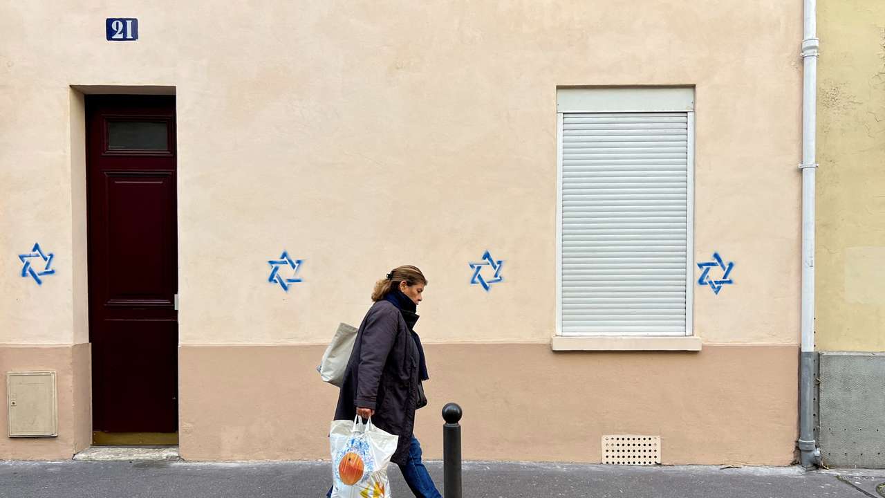 FILE PHOTO: Paris buildings tagged with Stars of David