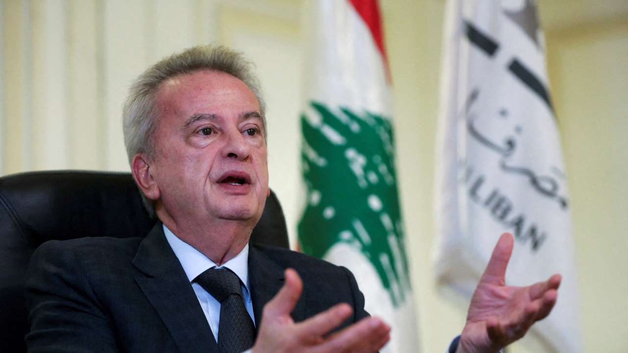 FILE PHOTO: Lebanon's Central Bank Governor Riad Salameh speaks during an interview in Beirut