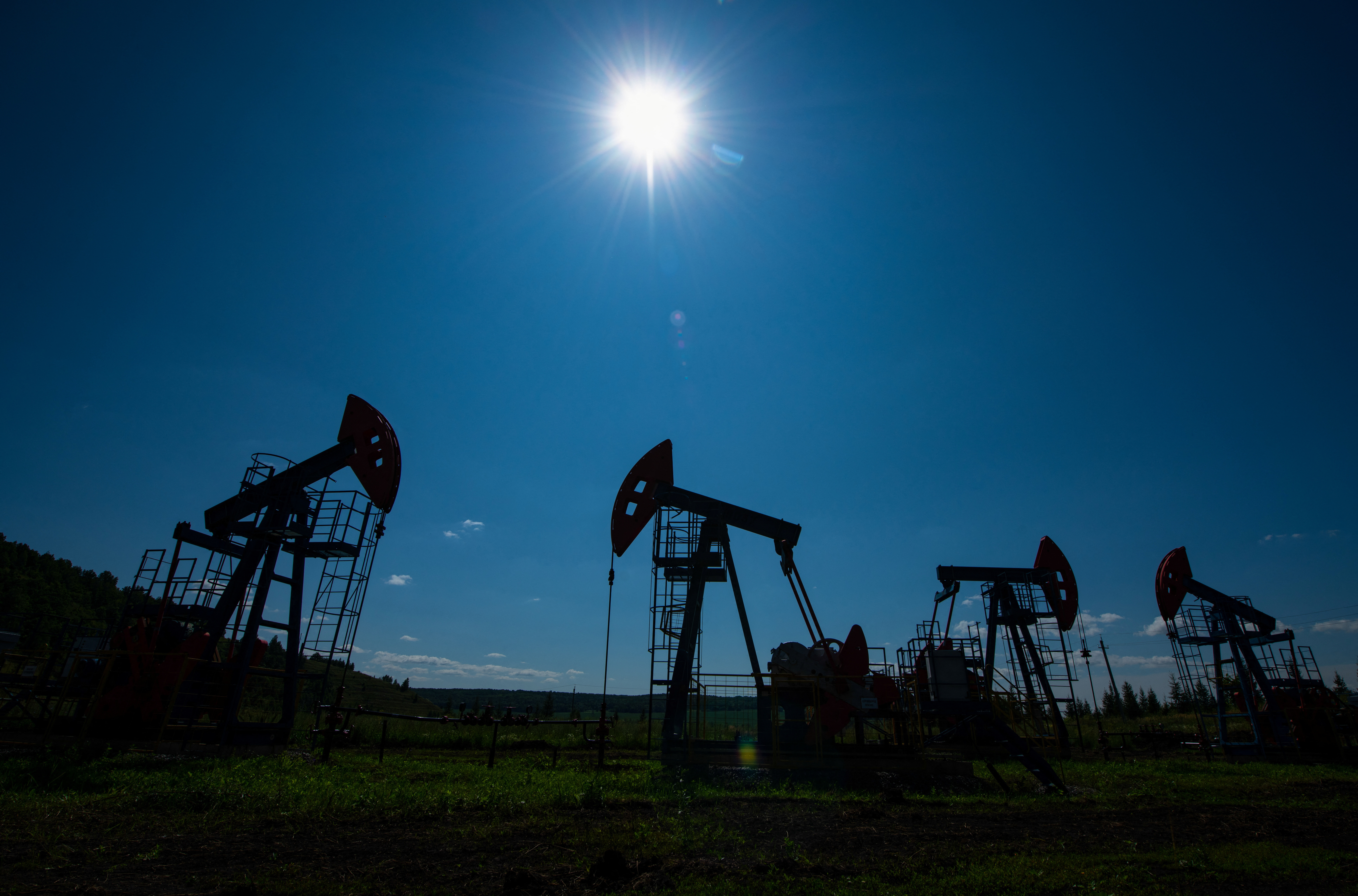 A view shows oil pump jacks outside Almetyevsk