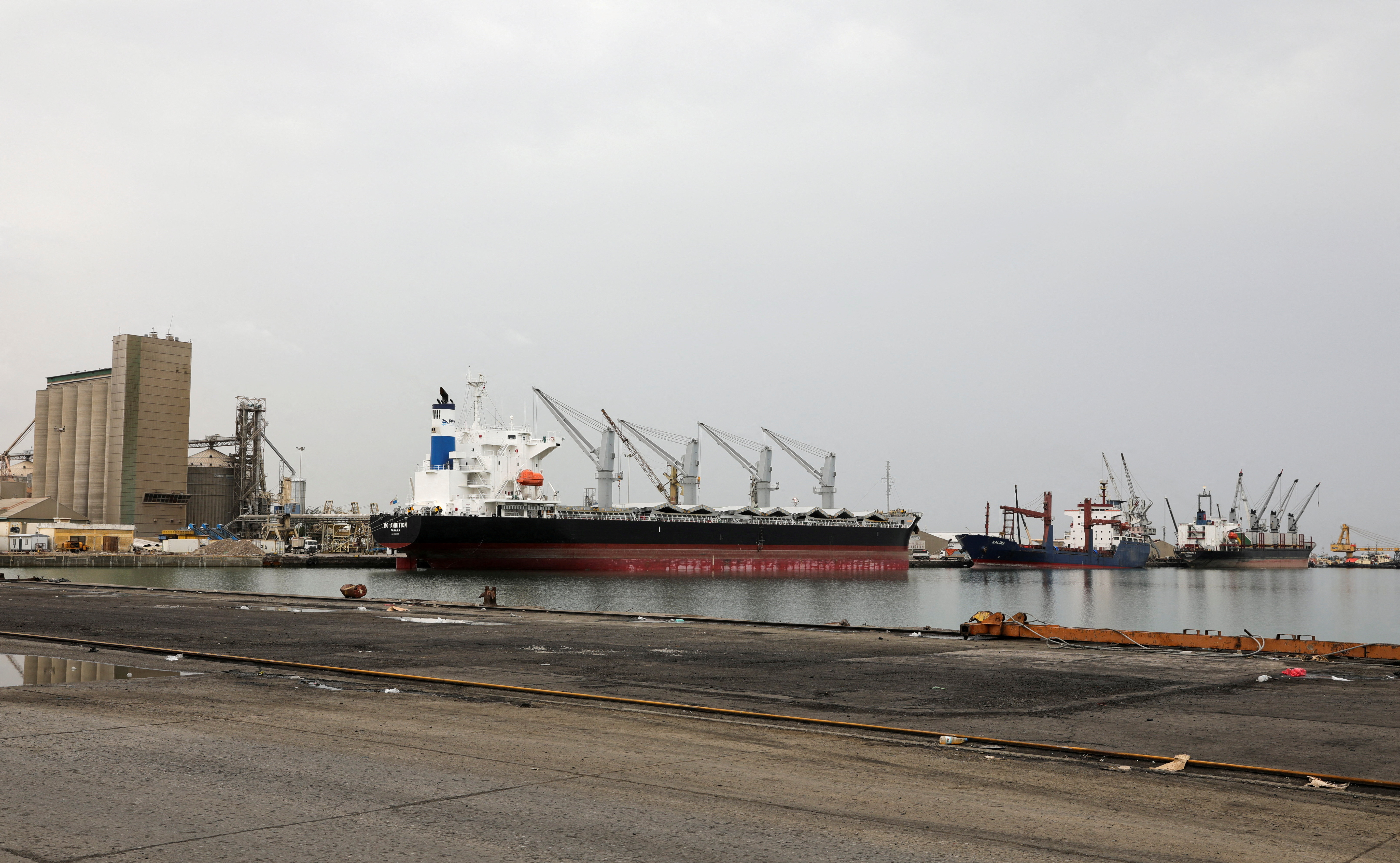 FILE PHOTO: Ships are docked at the Red Sea port of Hodeidah