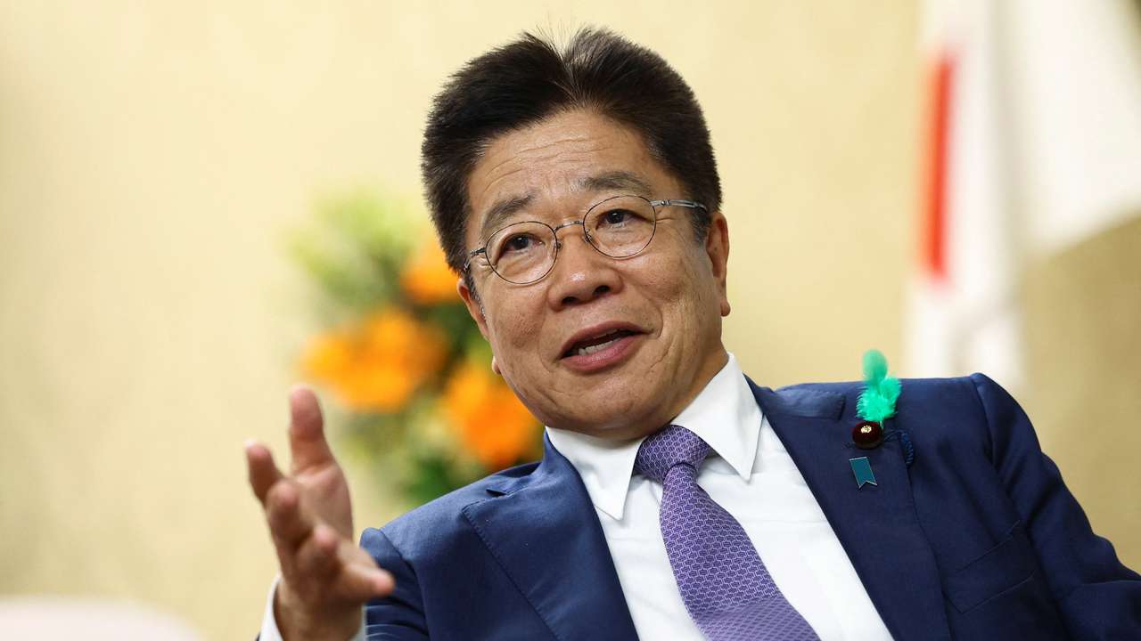 Japan's Finance Minister Katsunobu Kato speaks during an interview with Reuters in Tokyo