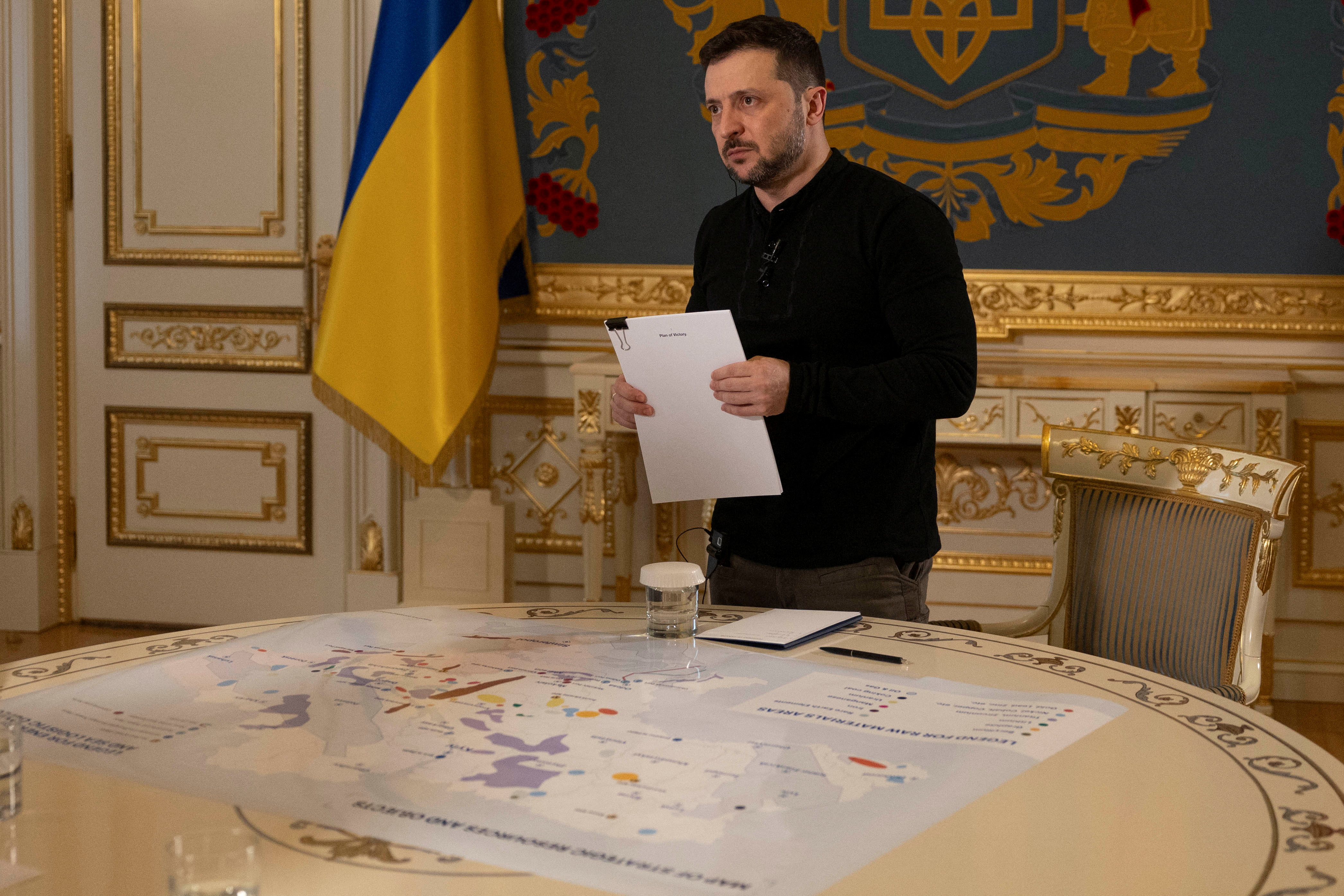 Ukraine's President Zelenskiy attends an interview with Reuters in Kyiv