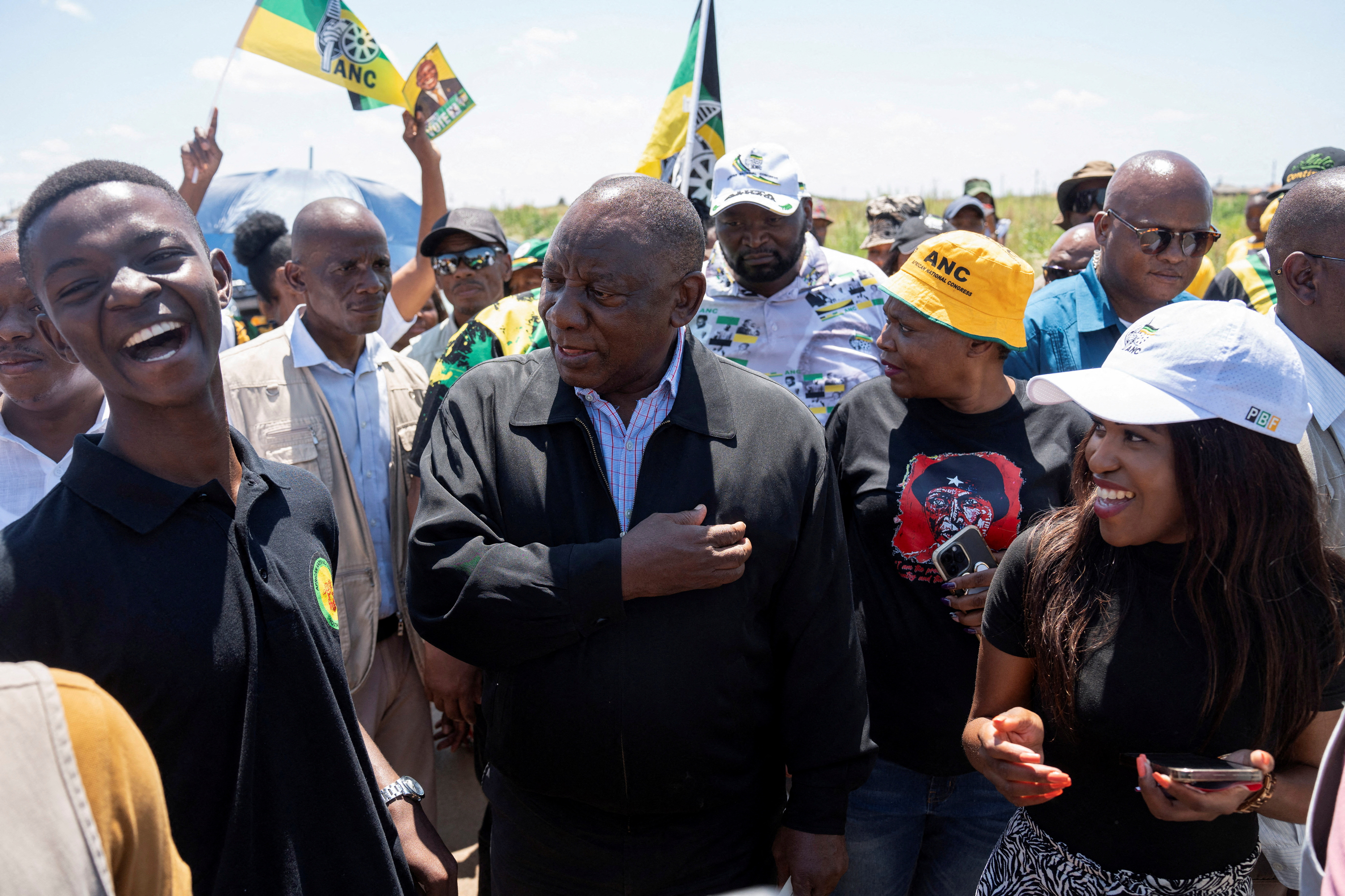 South African President Cyril Ramaphosa encourage citizens to register for the upcoming elections, in Soweto