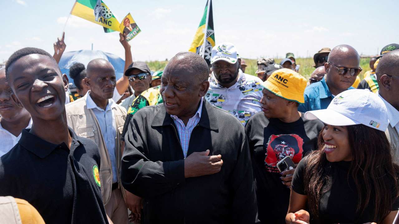 South African President Cyril Ramaphosa encourage citizens to register for the upcoming elections, in Soweto