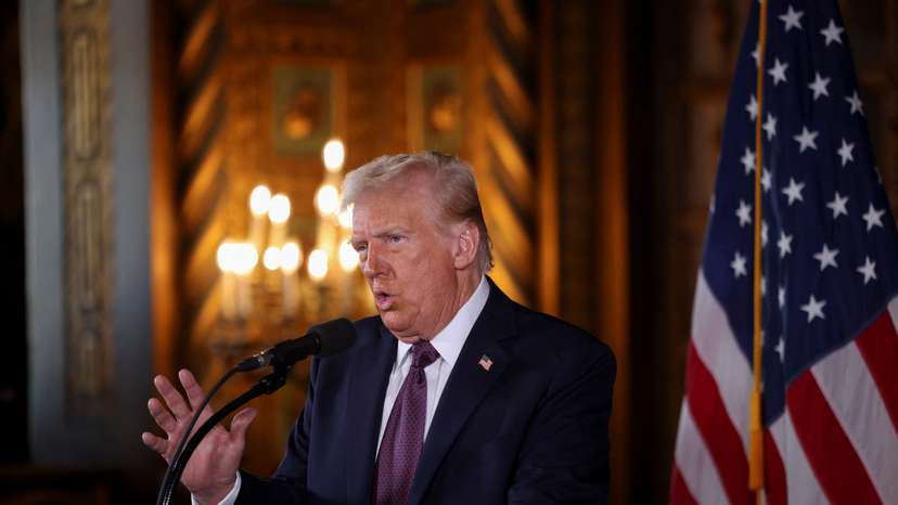 U.S. President-elect Donald Trump makes remarks at Mar-a-Lago in Palm Beach