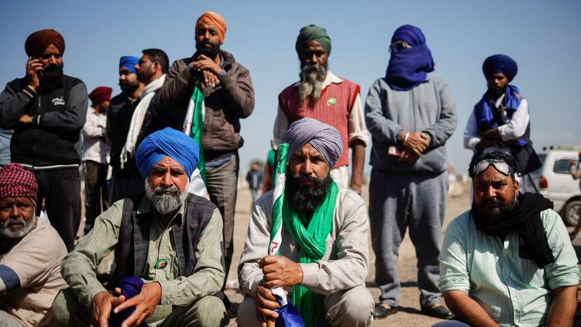 Indian farmers march towards New Delhi to press for better crop prices promised to them in 2021
